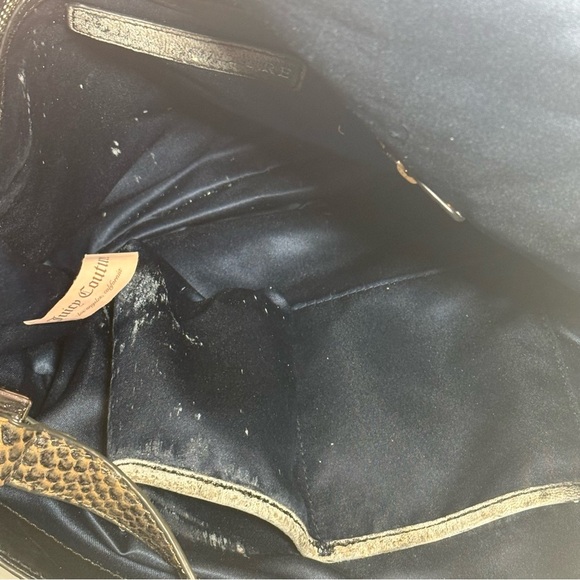 Juicy Couture 100% Goat Sheep Cow Suede Leather Snake Embossed Handbag **STAIN** - Picture 11 of 11